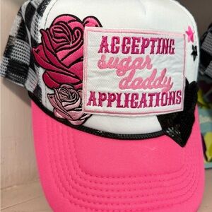 OTTO Pink and White Sporty Mesh Hat. SUGAR DADDY TRUCKER HAT